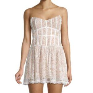 NWT For Love & Lemons Jelena Lace Strapless Mini Dress - Size L